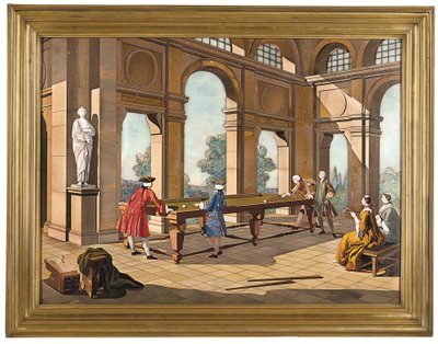 Placa imperial de Os jogadores de bilhar, c.1752-55 (pietra dura) de Giuseppe (after) Zocchi