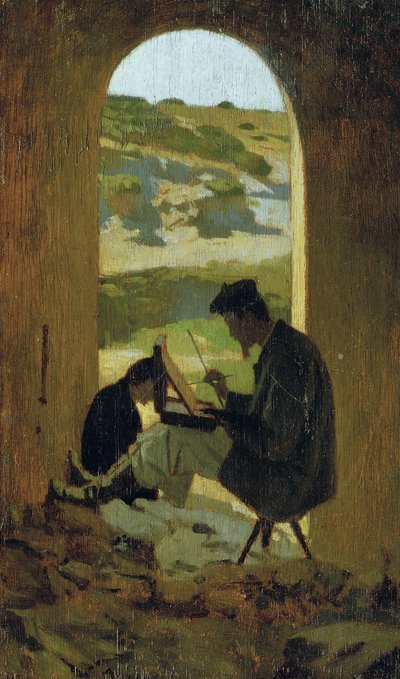 O pintor Stanislao Pointeau, c.1863 (óleo sobre tábua) de Giuseppe Abbati