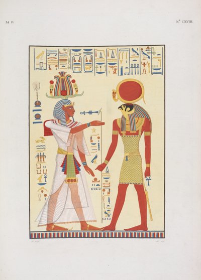 Menphtah II, sucessor de Ramsés II, ilustração de "Os monumentos do Egito e da Núbia ...", de Ippolito Rosellini de Giuseppe Angelelli