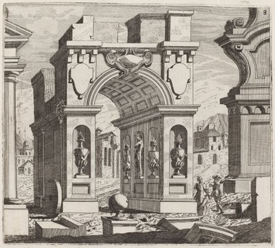 Fantasia arquitetônica com um arco triunfal de Giuseppe Antonio Landi