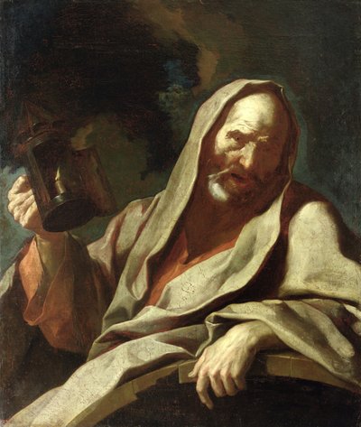 Diógenes (c.412-323 aC) com sua lanterna, c.1720-40 de Giuseppe Antonio Petrini