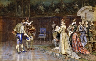 Uma apresentação de Henrique IV da França na corte de Marguerite Valois de Giuseppe Aureli