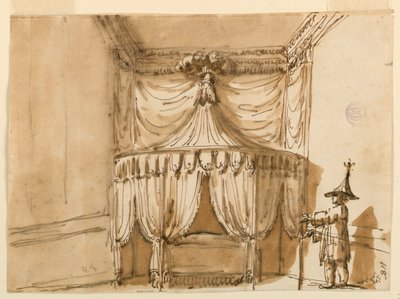 Alcova da cama com uma figura de Giuseppe Barberi