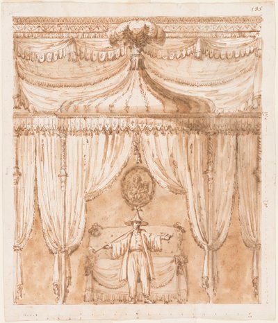 Alcova do quarto com uma figura de Giuseppe Barberi