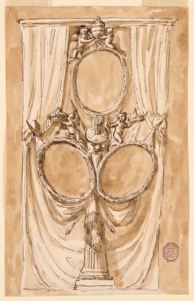 Decoração para retrato do Papa Pio VI e casal real de Giuseppe Barberi