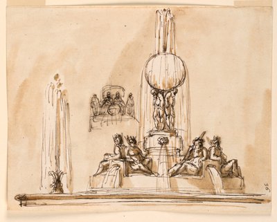 Elevação de uma fonte de Giuseppe Barberi