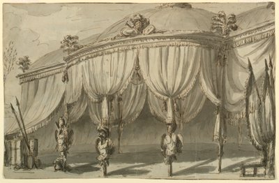 Design de palco, um pavilhão com troféus de guerra de Giuseppe Barberi