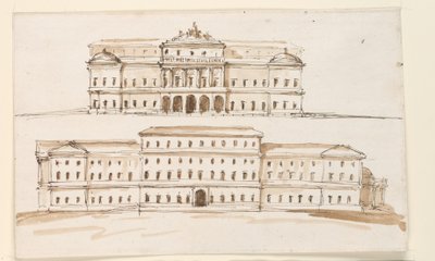 Duas elevações da parte central de um palácio de Giuseppe Barberi