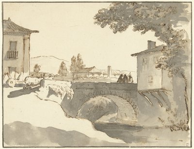 Vista da vila em Alcobaça em Portugal de Giuseppe Bernardino Bison (possibly)