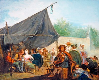 Uma Cena de Acampamento com Figuras Bebendo (óleo sobre tela) de Giuseppe Bernardino Bison