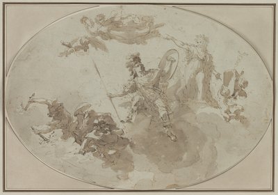 Estudo de teto: Alegoria da paz e da guerra, c. 1800. de Giuseppe Bernardino Bison