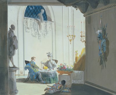 Don Juan e o comandante: O banquete (aguarela) de Giuseppe Bernardino Bison