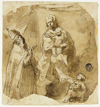 Madona e Menino com o Menino João Batista e o Santo Eclesiástico de Giuseppe Bernardino Bison