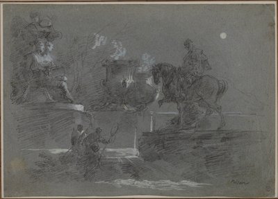 Escultura Monumental em um Parque ao Luar, c. 1842 de Giuseppe Bernardino Bison