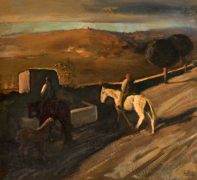 Cavalo branco no bebedouro de Giuseppe Biasi