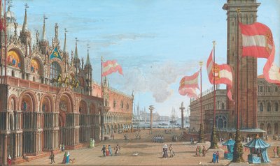 Vista da Praça de São Marcos, Veneza, com o Palazzo Ducale e Campanile, 1828 de Giuseppe Borsato