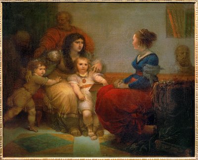 Cornélia, mera dos Gracos - Cornélia, mãe dos Gracos com os seus filhos Tibério e Gaio, e a sua filha Semprónia ... de Giuseppe Cades