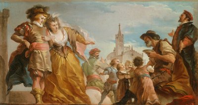 O Encontro de Gautier, Conde de Antuérpia, e sua Filha, Violante de Giuseppe Cades