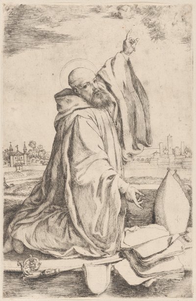 Um santo bispo da ordem beneditina..., 1620-30. de Giuseppe Caletti