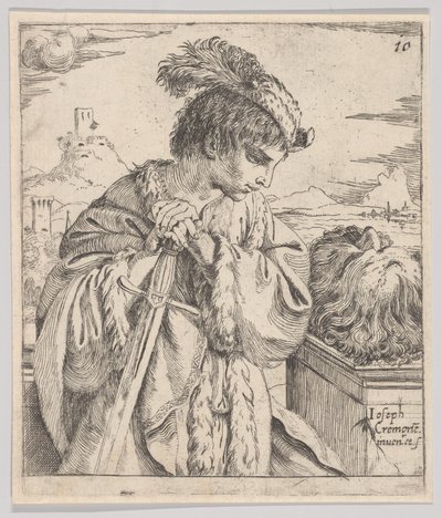 Davi olhando para a cabeça de Golias, 1620-30. de Giuseppe Caletti