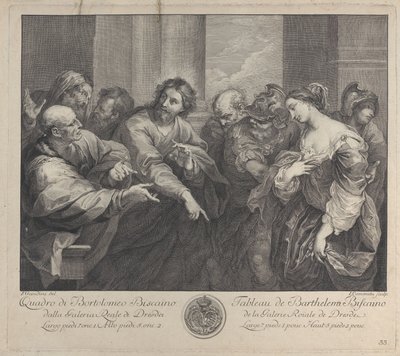 Cristo e a mulher apanhada em adultério, 1750-57. de Giuseppe Camerata