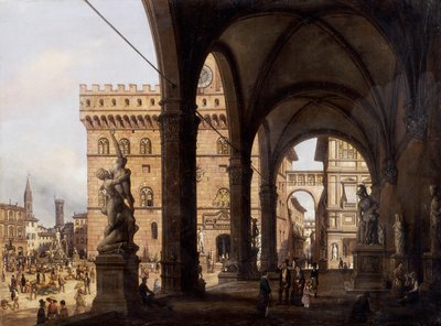 Florença, Piazza della Signoria (Praça Signoria), de Giuseppe Cannella (1788-1847) de Giuseppe Canella