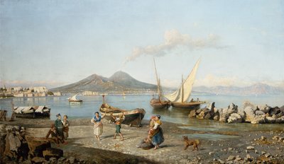 Uma vista da Baía de Nápoles (óleo sobre tela) de Giuseppe Carelli