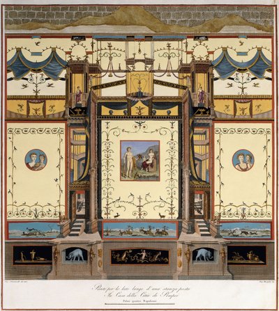 Um comprimento de parede longa numa divisão de uma casa em Pompei de Giuseppe Chiantarelli