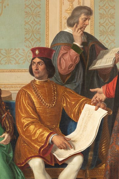 A corte de Ludovico il Moro, pormenor com Ludovico il Moro de Giuseppe Diotti