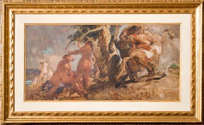 Os banhistas e um centauro (óleo sobre madeira compensada) de Giuseppe Graziosi
