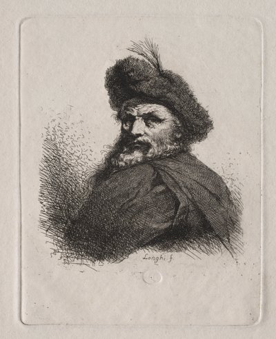 Busto de um homem com um gorro de pele de Giuseppe Longhi