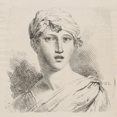 Busto de uma jovem com turbante de Giuseppe Longhi