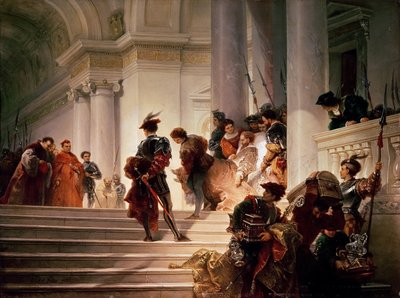 Cesare Borgia deixando o Vaticano, 1877. de Giuseppe Lorenzo Gatteri