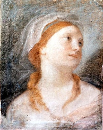 Estudo da Cabeça de uma Jovem Mulher de Cabelo Ruivo de Giuseppe Maria (circle of) Crespi