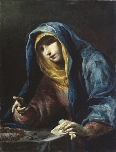 A Virgem com os Instrumentos da Paixão, c.1730 (óleo sobre cobre) de Giuseppe Maria Crespi