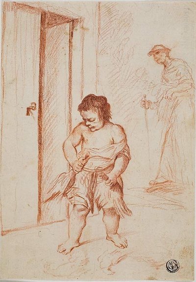 Estudo de Duas Figuras (reto); Cópia Fragmentada (verso) de Giuseppe Maria Crespi