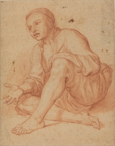 Jovem camponês sentado no chão [reto] de Giuseppe Maria Crespi