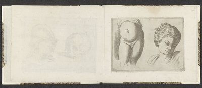 Parte inferior do corpo nua e cabeça de uma criança Exemplos de desenho (título da série) Mitelli intaglio (título da série) de Giuseppe Maria Mitelli