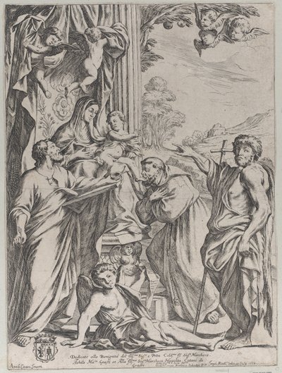 A Virgem Entronizada com Três Santos, 1668. de Giuseppe Maria Mitelli