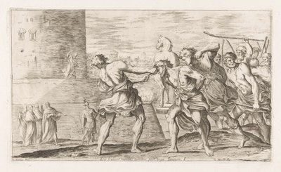 Se os Trojans não foram capturados Eis que entregam Sinon com as mãos amarradas nas costas (título no objeto) Omzwervingen van Aeneas (título da série) L