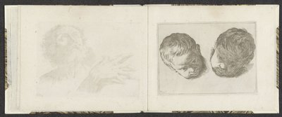 Duas cabeças de crianças pequenas Exemplos de desenho (título da série) Mitelli intaglio (título da série) de Giuseppe Maria Mitelli