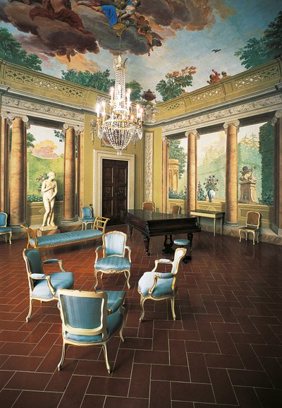 Frescos pintados em 1777-1778 por Giuseppe Maria Terreni (1739-1811) em Room of Four Seasons, Villa del Poggio Imperiale (Villa do Monte Imperial), Florença, Itália de Giuseppe Maria Terreni
