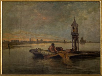 Ave Maria (Uma Noite em Sottomarina) (óleo sobre tela) de Giuseppe Miti Zanetti
