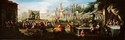 Uma Feira da Aldeia (óleo sobre tela) de Giuseppe Moriani