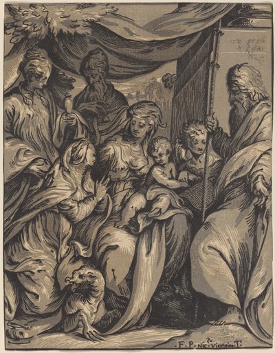 A Virgem e o Menino com Santos de Giuseppe Nicolo Vicentino, after Camillo Boccaccino