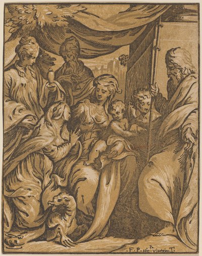 A Virgem e o Menino com Santos de Giuseppe Nicolo Vicentino, after Camillo Boccaccino