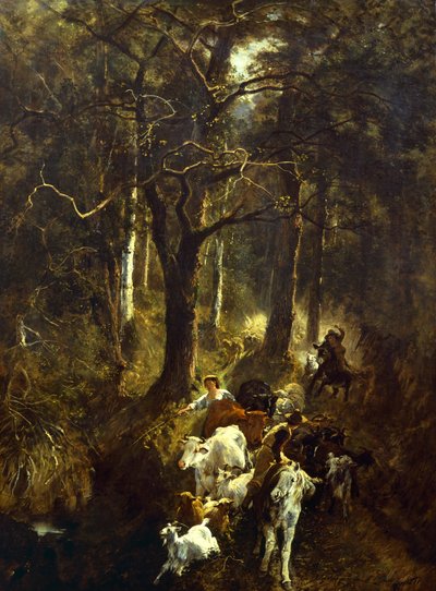 Pastoreio em Fontainebleau, de Giuseppe Palizzi (1812-1888). de Giuseppe Palizzi