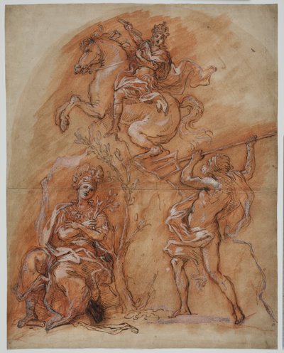 Alegoria com um monumento equestre, Minerva e Netuno de Giuseppe Passeri