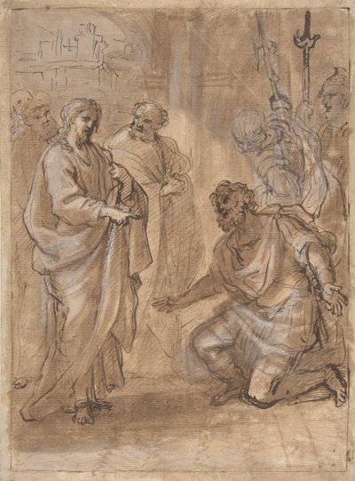 Cristo e o Centurião reto, Figura Acenando para o Navio de Partida verso., s.d.. de Giuseppe Passeri