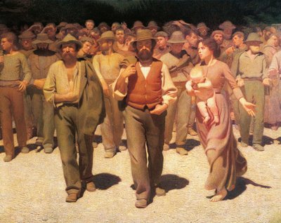 O Quarto Estado, de Giuseppe Pellizza da Volpedo, detalhe de Giuseppe Pellizza da Volpedo
